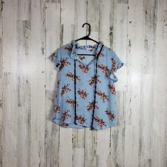 Tiffany and grey blue top size small petite - Picture 1 of 9